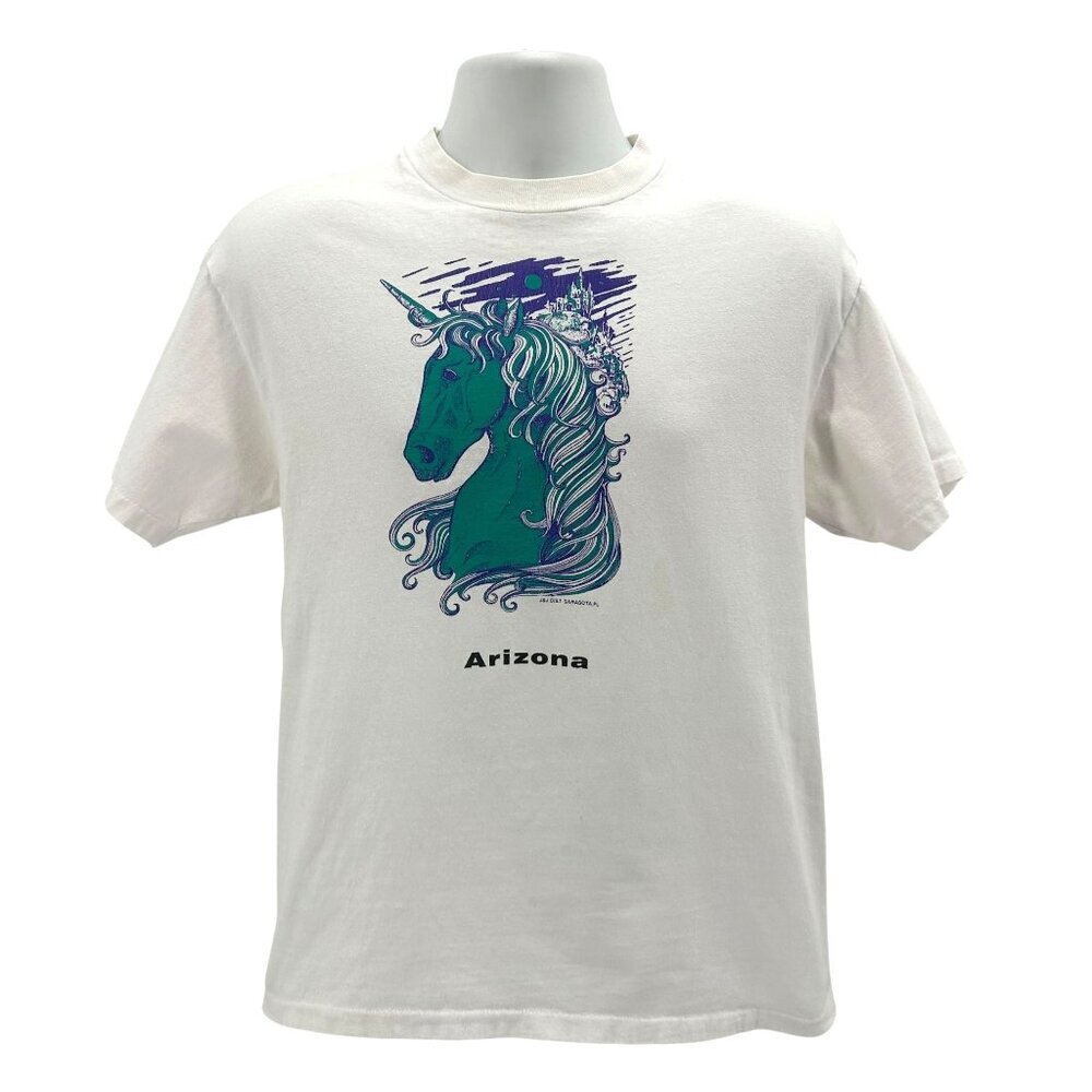 Vintage Hanes Beefy T Adult Medium Shirt Arizona Graphic Single Stitch Unicorn